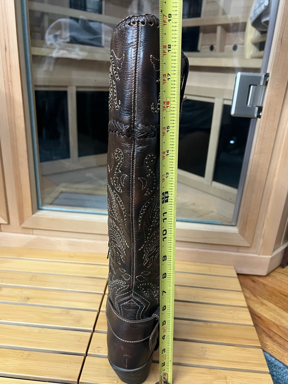 Black Star Andromeda Brown Embroidered studded Tall Western Boots size 9 - Picture 11 of 15